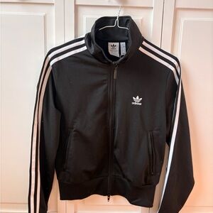 adidas Classics Black Firebird Jacket with White Three-Stripes